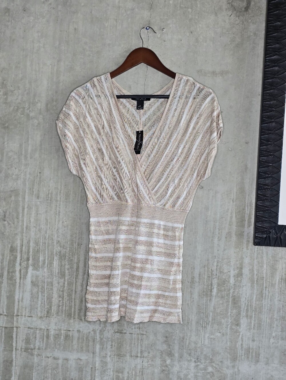 White House Black Market Pearl Dust Blouse Size L